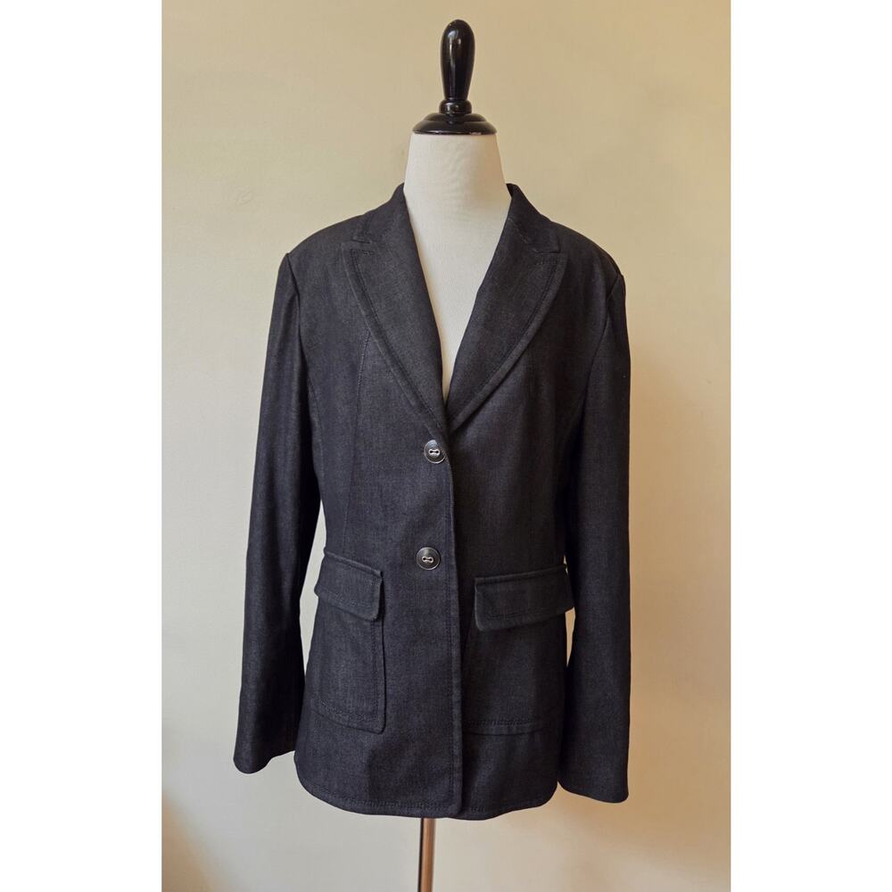 Escada Sport Cotton Wool Black Denim Women's Blazer Size 44